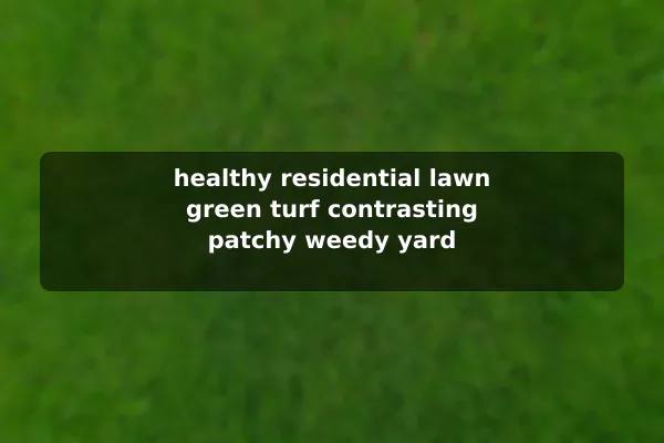 healthy residential lawn green turf contrasting patchy weedy yard
